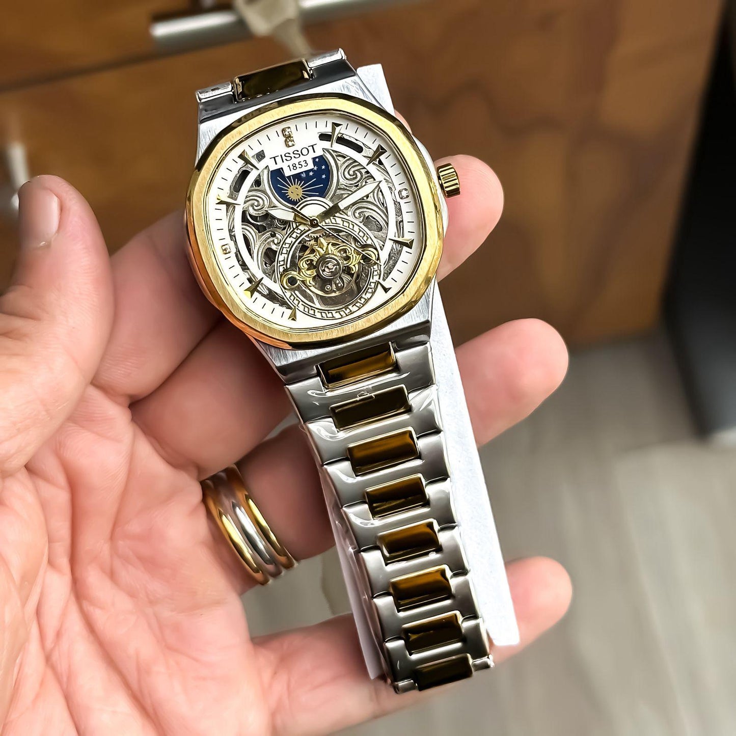 Tissot Sun-Moon Automatic T-complication Mechanical Manual-winding Open Dial Men's Watch