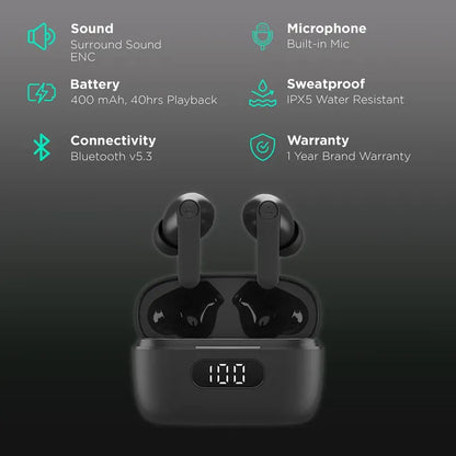Boat Airdopes 121 Pro | TWS Earbuds with LED Battery Display & ENx™