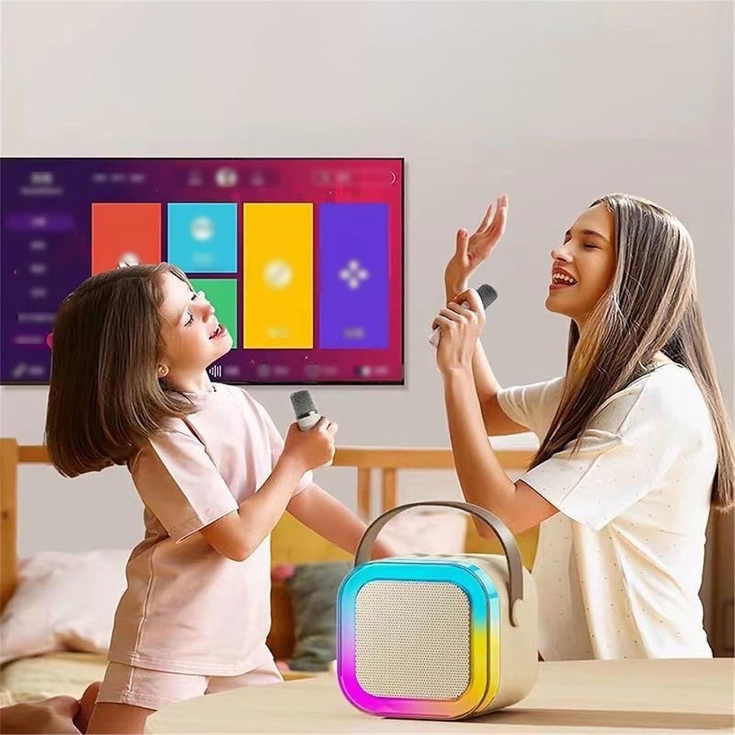 Light-Up Bluetooth Karaoke Speaker with Remote & Dual Mics