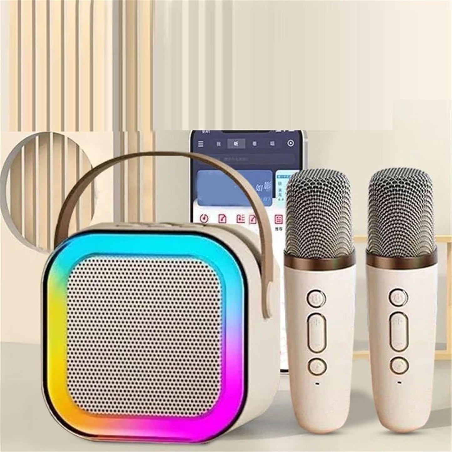 Light-Up Bluetooth Karaoke Speaker with Remote & Dual Mics