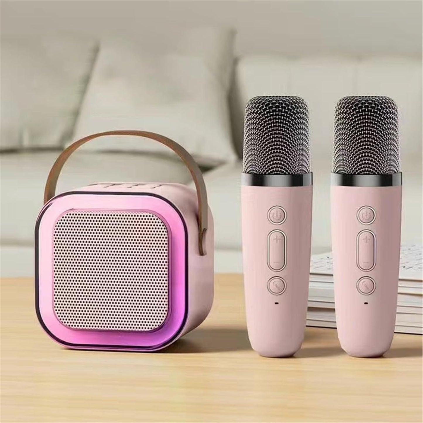 Light-Up Bluetooth Karaoke Speaker with Remote & Dual Mics