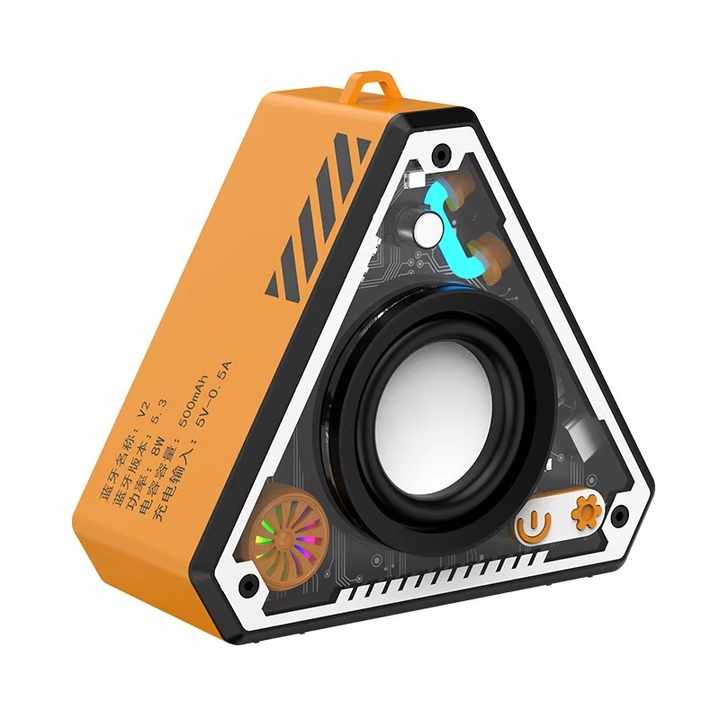 2025 Wireless Charging Bluetooth Speaker with RGB Lights – Triangular Portable Outdoor Speaker
