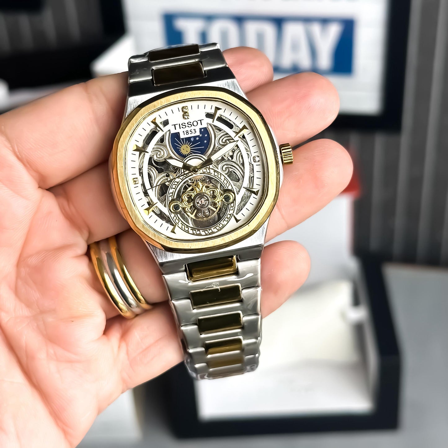 Tissot Sun-Moon Automatic T-complication  Mechanical Manual-winding Open Dial Men's Watch