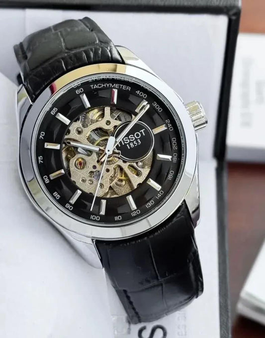 Tissot Premium Couturier Automatic 42MM Dial Black Alligator style leather band for Men