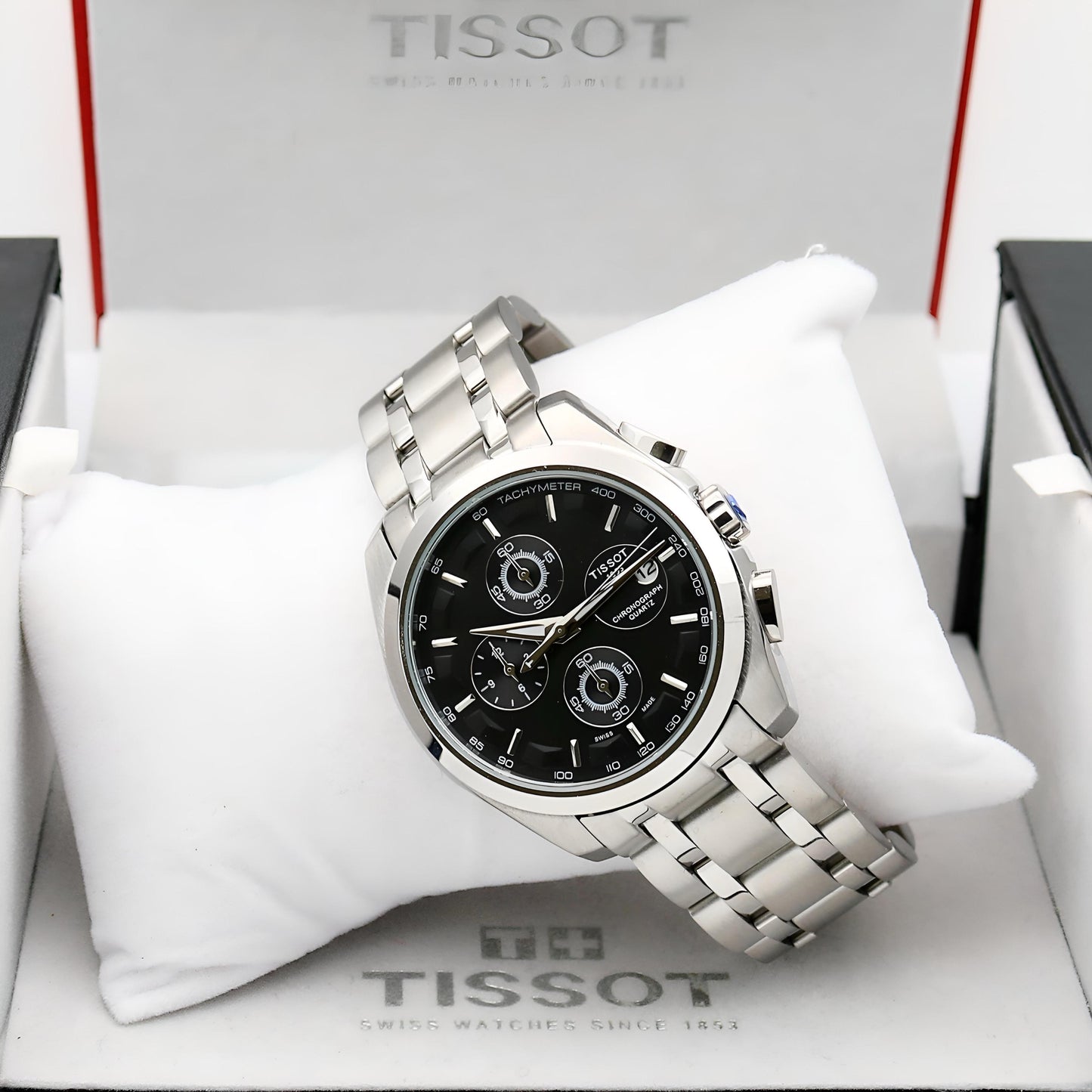 Tissot Premium Couturier Chronograph Stainless steel Rose Gold bezel 43mm