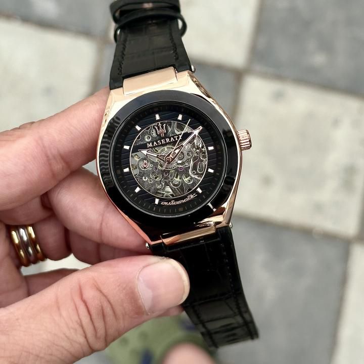MASERATI  BLACK SKELETON AUTOMATIC WATCH – LUXURY IN MOTION