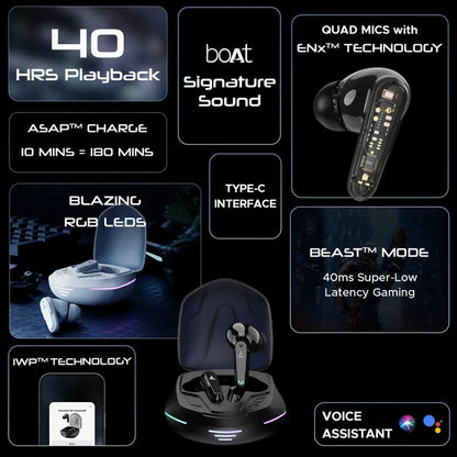 boAt Immortal – 181 Wireless Gaming Earbuds with Low Latency & RGB Lights