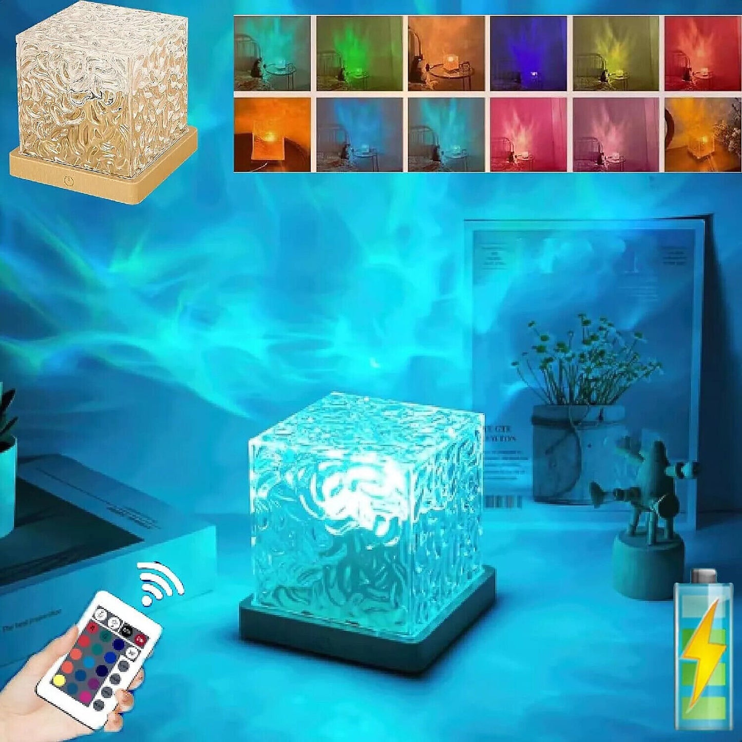 Remote Aurora Projector Lamp Cube