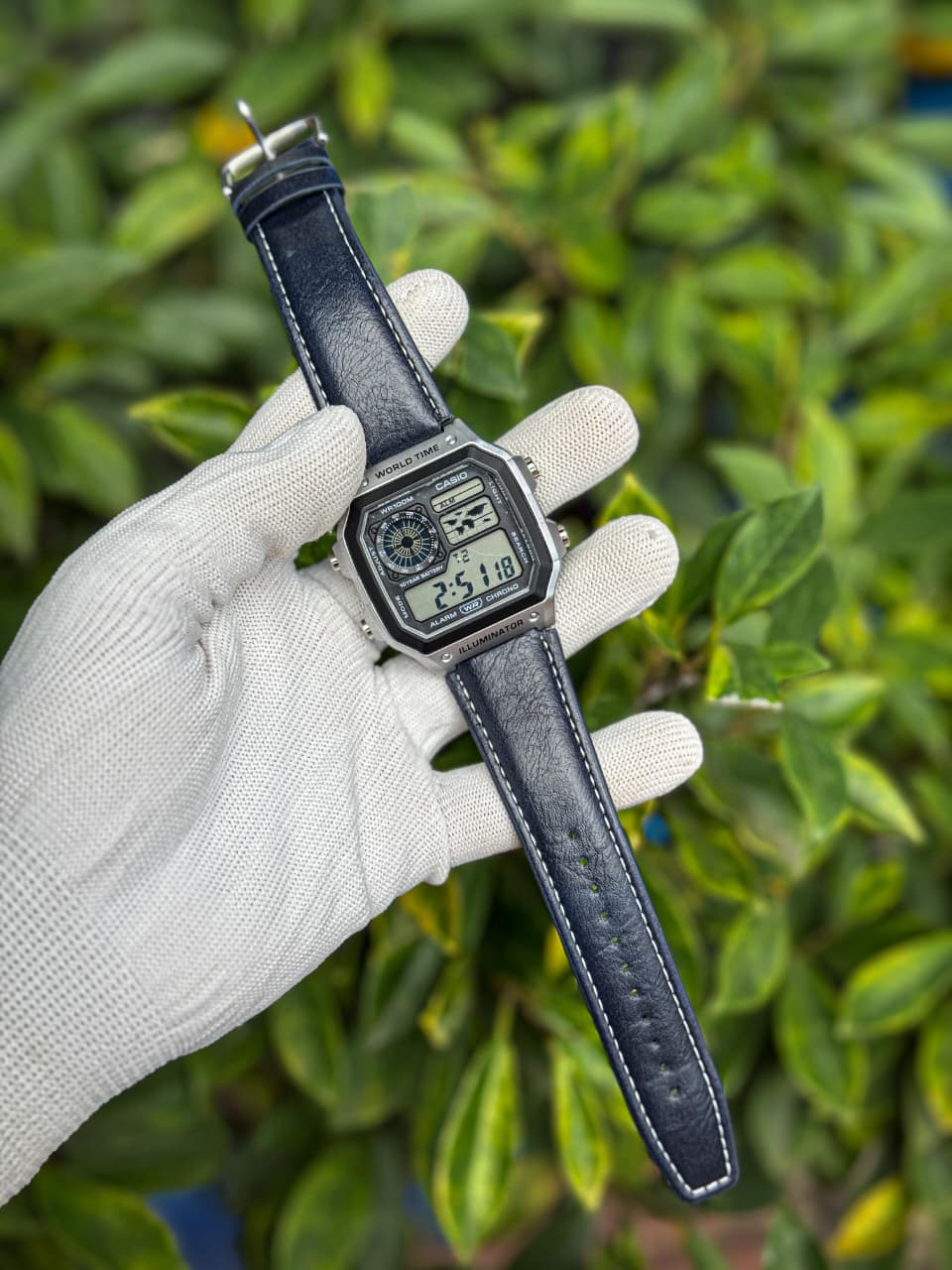 Casio World Time Digital Watch – Leather Strap Edition