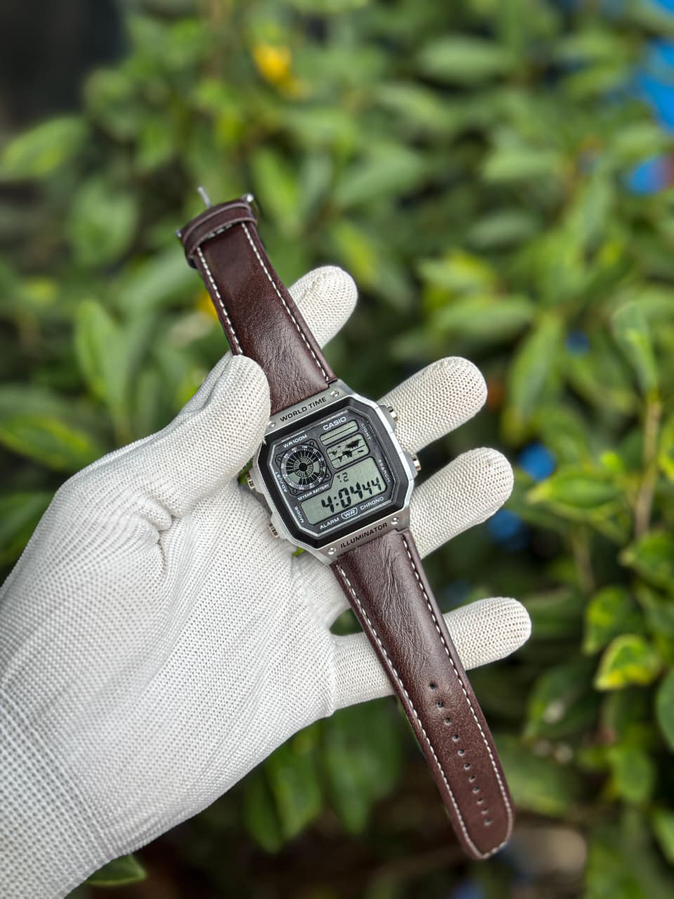 Casio World Time Digital Watch – Leather Strap Edition