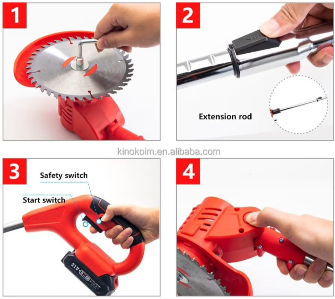 Electric Wireless Rechargeable Edge Cutter 24V - 25cm Cutting Width | 2-in-1 Mower & Trimmer | Adjustable Height | 3 Blade Types | Lightweight & Portable | Lawns & Gardens