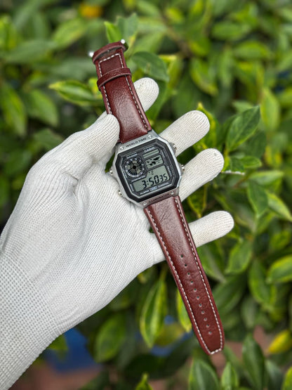 Casio World Time Digital Watch – Leather Strap Edition