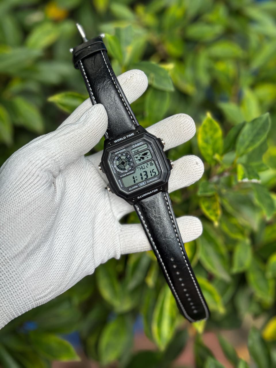 Casio World Time Digital Watch – Leather Strap Edition