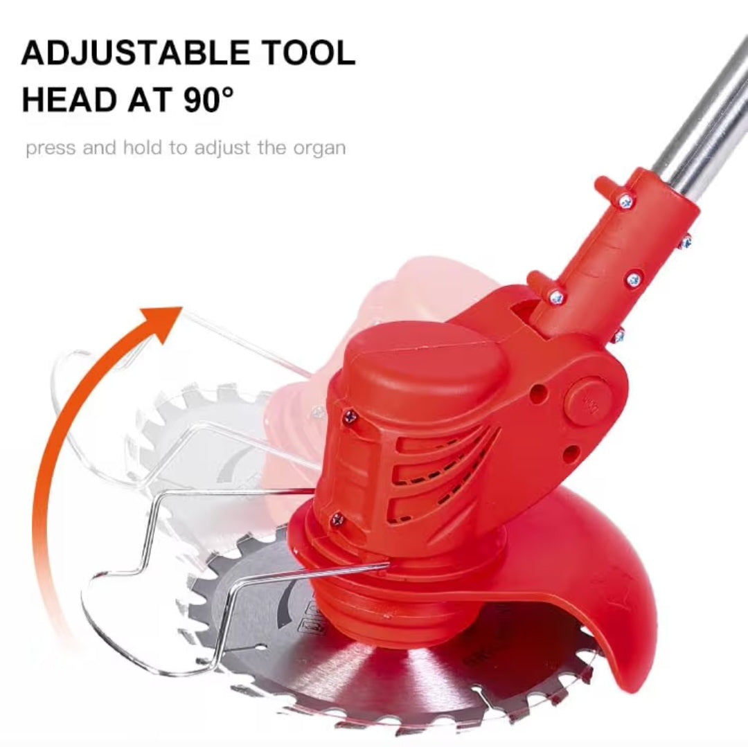 Electric Wireless Rechargeable Edge Cutter 24V - 25cm Cutting Width | 2-in-1 Mower & Trimmer | Adjustable Height | 3 Blade Types | Lightweight & Portable | Lawns & Gardens