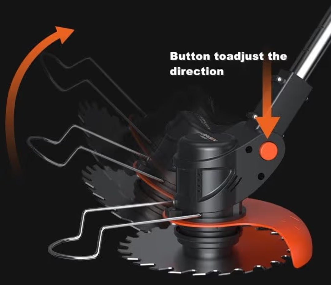 Electric Wireless Rechargeable Edge Cutter 24V - 25cm Cutting Width | 2-in-1 Mower & Trimmer | Adjustable Height | 3 Blade Types | Lightweight & Portable | Lawns & Gardens